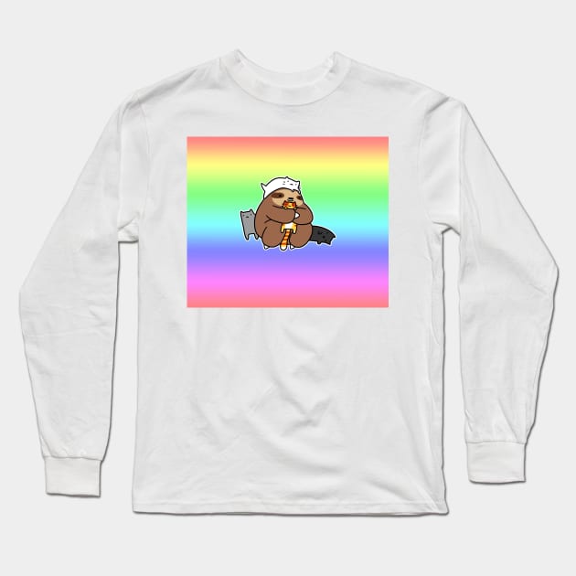 Sloth and Cats Pastel Rainbow Gradient Long Sleeve T-Shirt by saradaboru